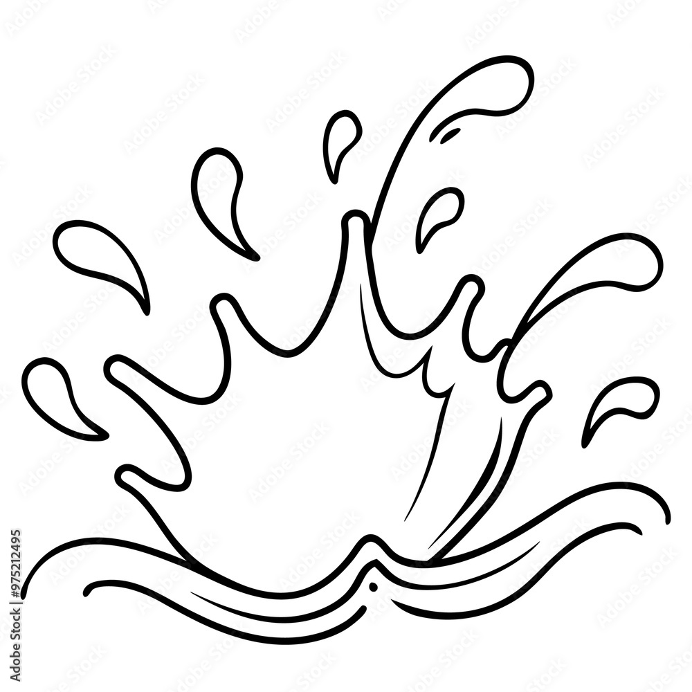 water splashing outline coloring book page line art drawing water splashing outline coloring book page line art drawing