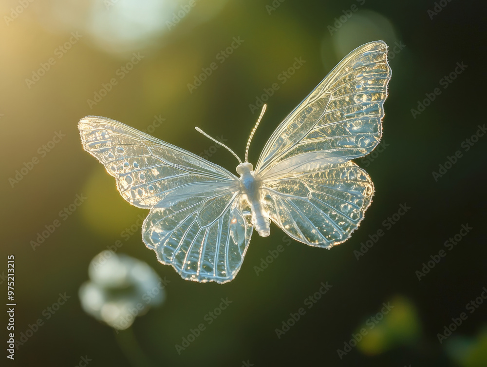 custom made wallpaper toronto digitalTransparent butterfly wings with delicate textures and light reflections, in mid-flight,