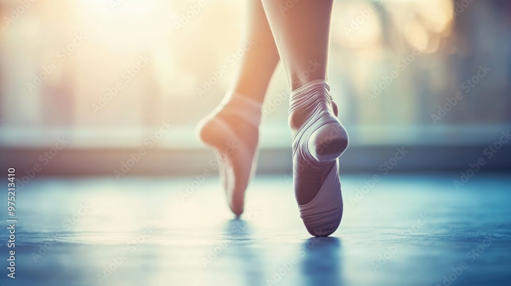 Graceful Ballet Pirouette - Close-up of Elegant Feet in Soft Focus Ballet Shoes Dancing En Pointe Graceful Ballet Pirouette - Close-up of Elegant Feet in Soft Focus Ballet Shoes Dancing En Pointe