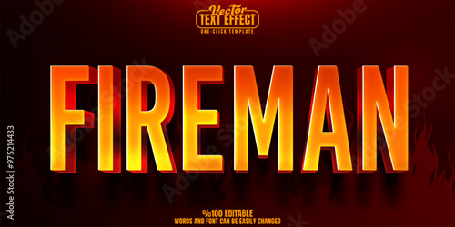 Fireman editable text effect, customizable firefighter and rescue 3d font style