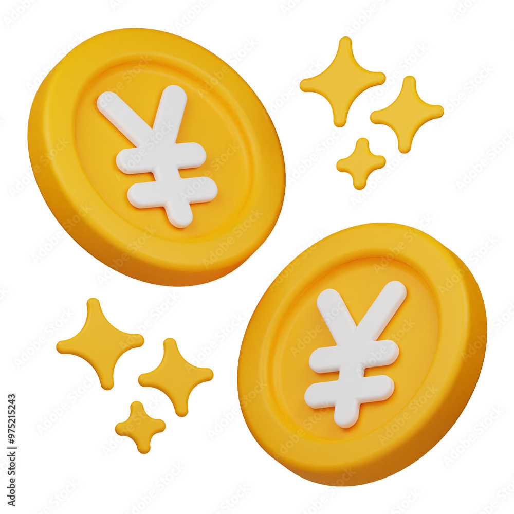 yen coins 3d icon isolated on the transparent background yen coins 3d icon isolated on the transparent background