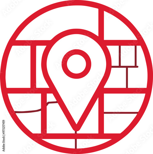 Map and location icons, pin and route symbol illustration