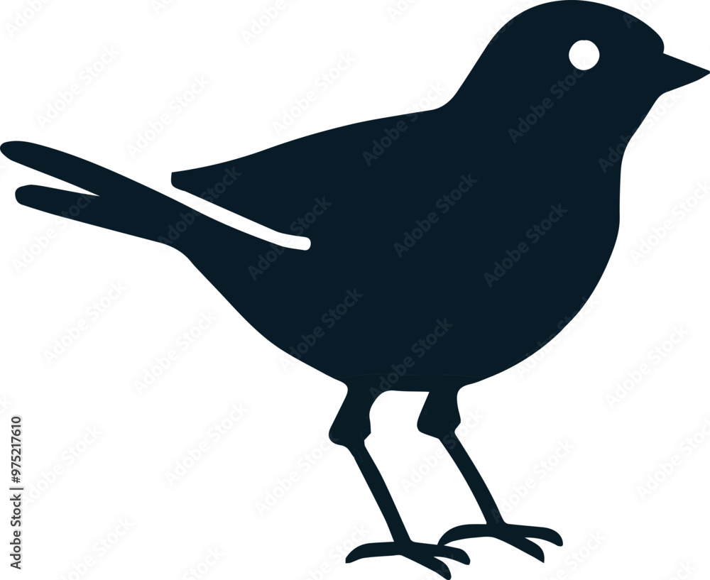 Obraz premium Bird icon, simple black bird silhouette image