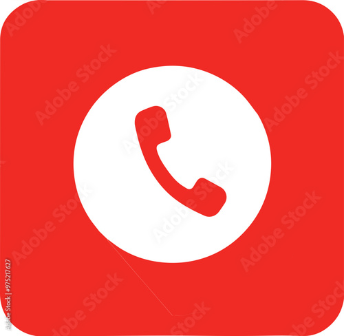 Phone icon, image of phone symbol on red background