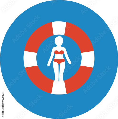 Life tube icon, safety device symbol, life jacket design