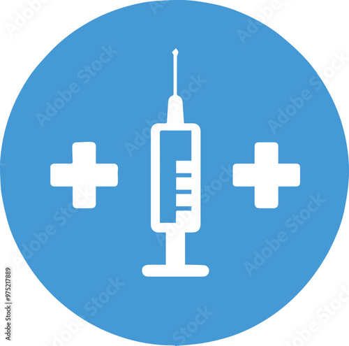 Vaccine and medical syringe icons: vaccination, health, medicine