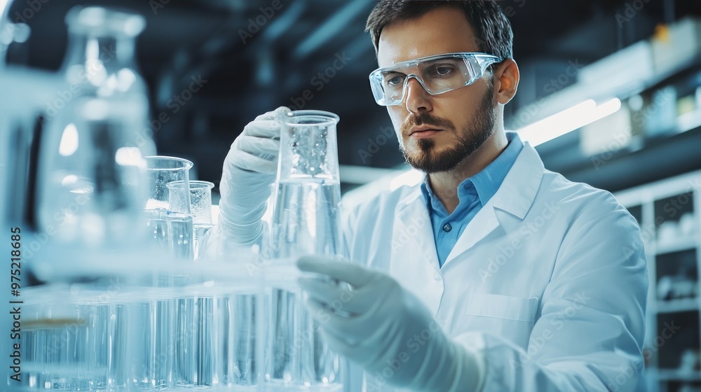 An engineer testing water samples in a lab, ensuring environmental standards are met An engineer testing water samples in a lab, ensuring environmental standards are met