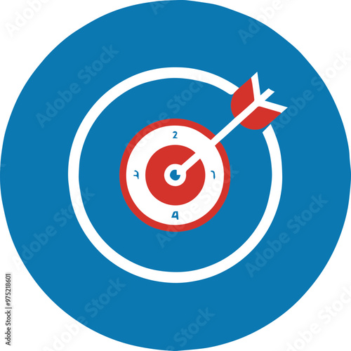 Target and arrow icon on blue background