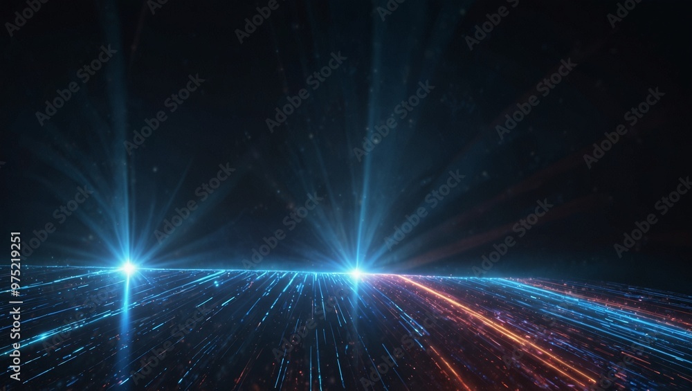 Fototapeta premium Abstract light trails streaming in futuristic digital background.