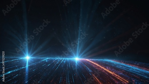 Abstract light trails streaming in futuristic digital background.