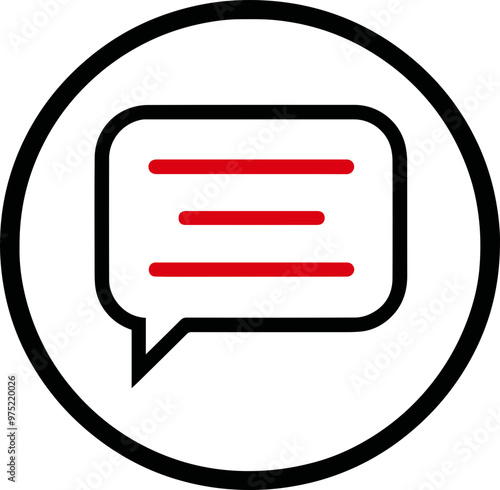 Message icon: Text speech bubble design symbolizing conversation and communication