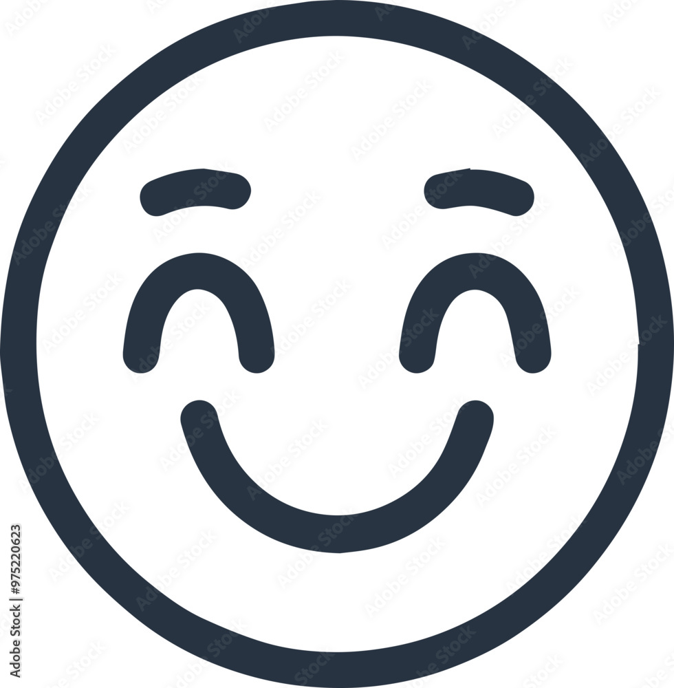 Simple line illustration icon depicting a smiling face
