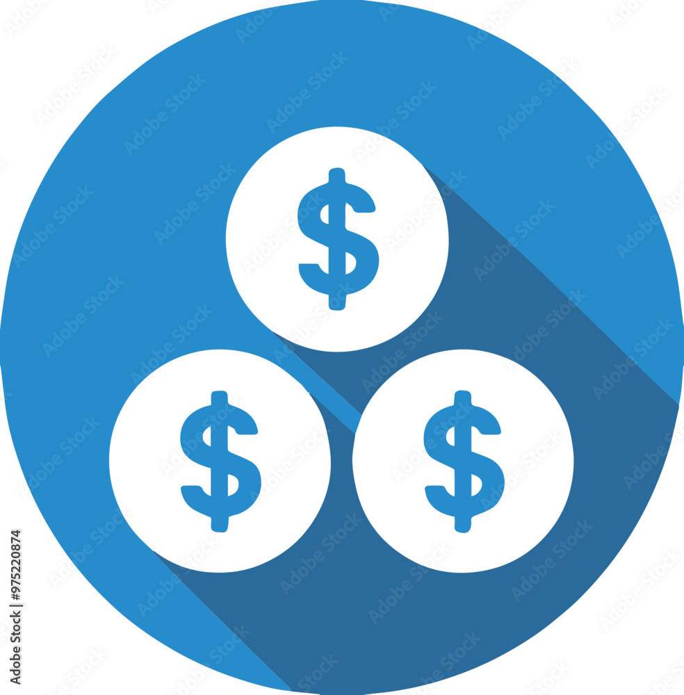 Icon symbolizing money, currency symbol in blue Icon symbolizing money, currency symbol in blue