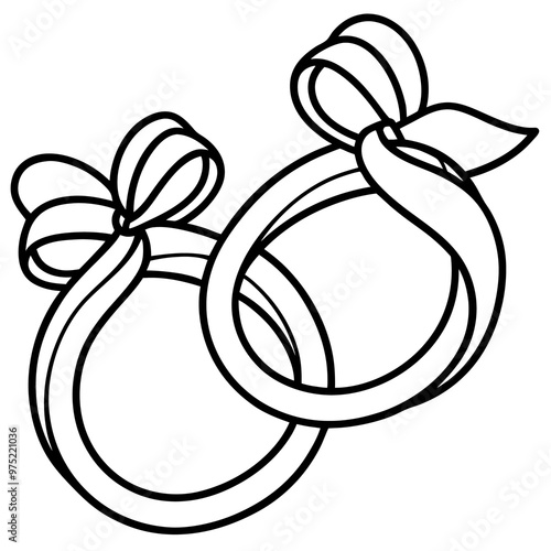 wedding rings with ribbon outline coloring book page line art drawing