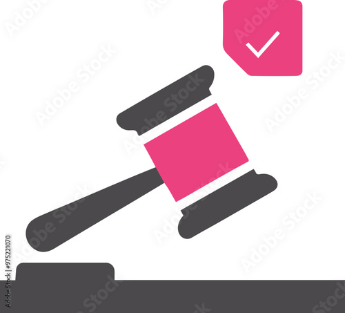 Law and auction related icons, auction hammer and book image
