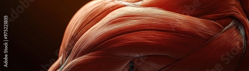 Close-up view of human muscle structure showcasing detailed anatomy and texture, ideal for educational and medical purposes.
