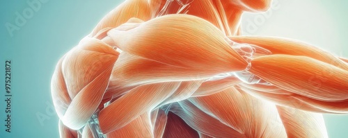 Detailed close-up of a human muscle demonstrating strength and anatomical structure, perfect for fitness and health concepts.