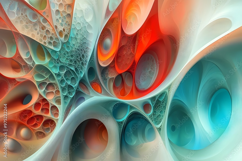 Abstract Geometric Shapes With Organic Textures in Teal Orange and White Colors Abstract Geometric Shapes With Organic Textures in Teal Orange and White Colors