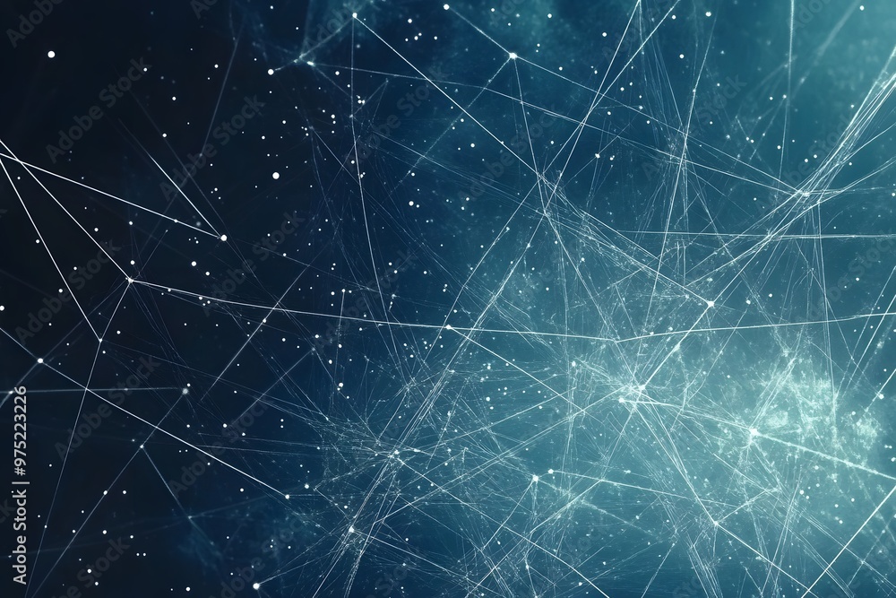 Abstract Blue Network Background with White Lines and Dots Abstract Blue Network Background with White Lines and Dots