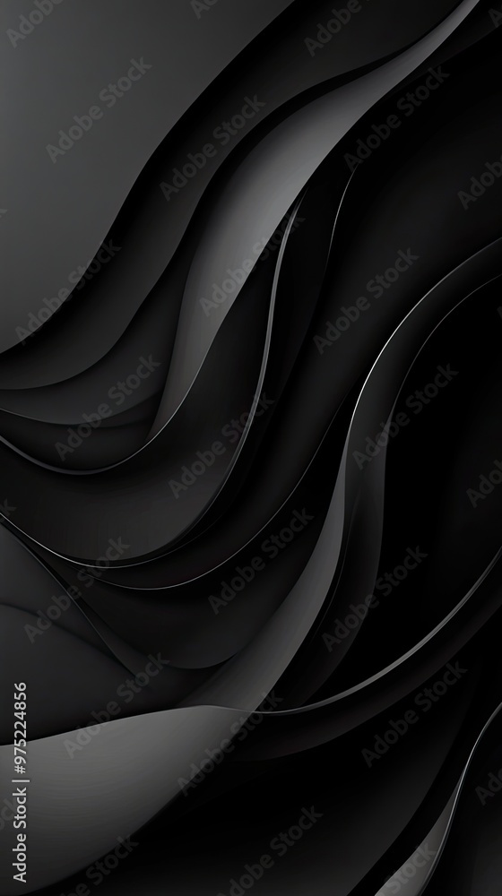 Black background with flowing waves, sleek and modern design Black background with flowing waves, sleek and modern design
