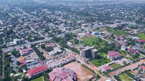 Stunning aerial view of Bujumbura city and water, Africa, Burundi