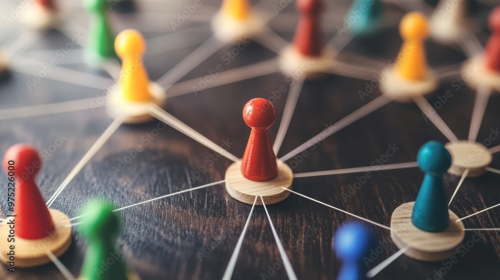Visual representation of a network of professionals exchanging ideas, networking skills, knowledge sharing