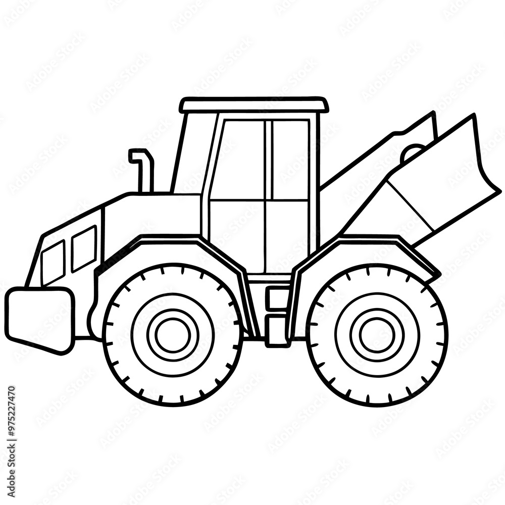 Obraz premium wheel loader machine outline coloring book page line art drawing