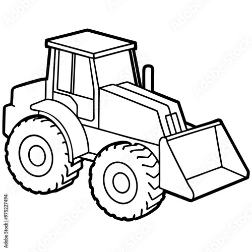 wheel loader machine outline coloring book page line art drawing