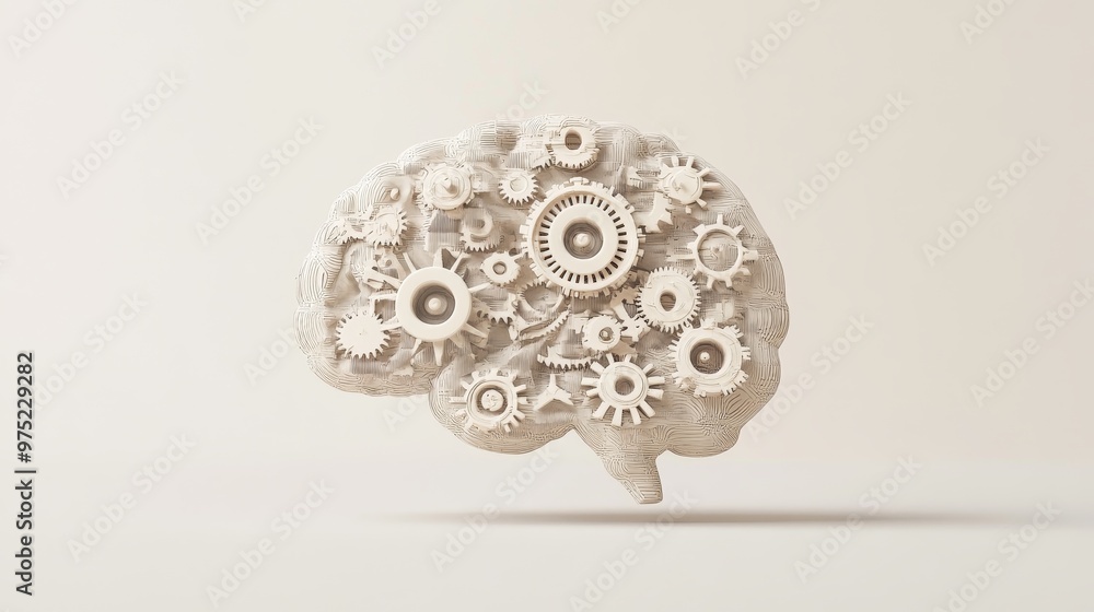 Conceptual image of a brain with gears, representing strategic thinking and problem-solving in the workplace, Strategic thinking, Problem-solving Conceptual image of a brain with gears, representing strategic thinking and problem-solving in the workplace, Strategic thinking, Problem-solving