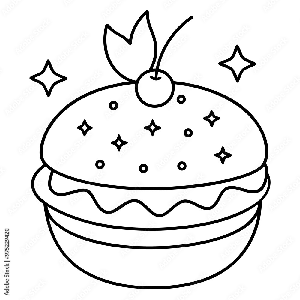 whimsical food outline coloring book page line art drawing whimsical food outline coloring book page line art drawing