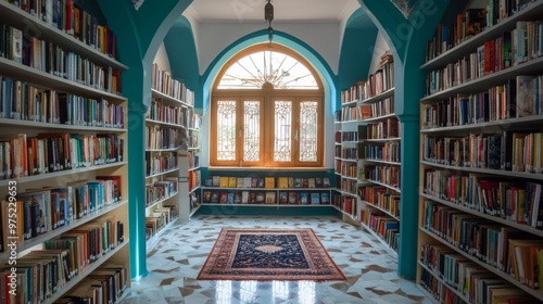 Wallpaper Mural A multicultural library with books in different languages on display Torontodigital.ca