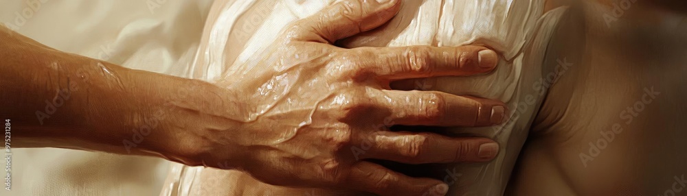 An intimate moment featuring a caring hand gently touching skin, symbolizing connection, warmth, and human touch. An intimate moment featuring a caring hand gently touching skin, symbolizing connection, warmth, and human touch.