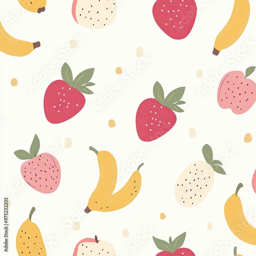 Colorful Fruit Pattern Illustration for Background or Textile Design