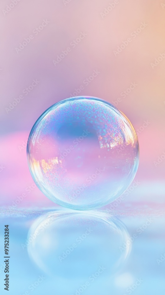 iridescent soap bubble on pastel background iridescent soap bubble on pastel background