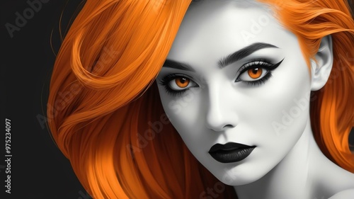 Wallpaper Mural orange hair color in monochromatic face aesthetic background Torontodigital.ca