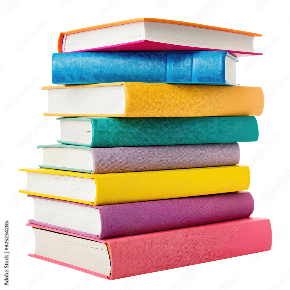 stack of colorful books isolated on transparent white background, clipping path stack of colorful books isolated on transparent white background, clipping path