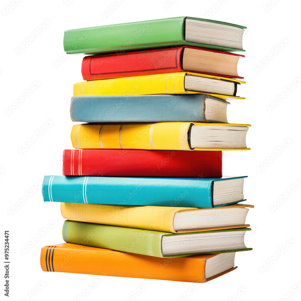 stack of colorful books isolated on transparent white background, clipping path stack of colorful books isolated on transparent white background, clipping path