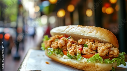 New Orleans Street with a Po' Boy Sandwich photo