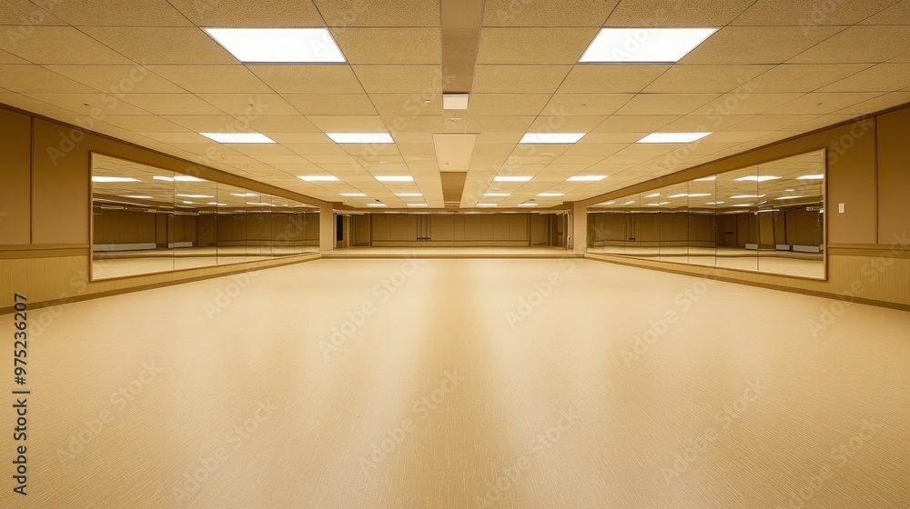 A spacious dance studio with mirrors and soft flooring, ideal for practice and performance. A spacious dance studio with mirrors and soft flooring, ideal for practice and performance.