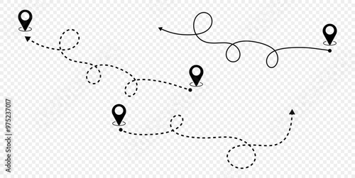 Dashed line arrow route path vector.