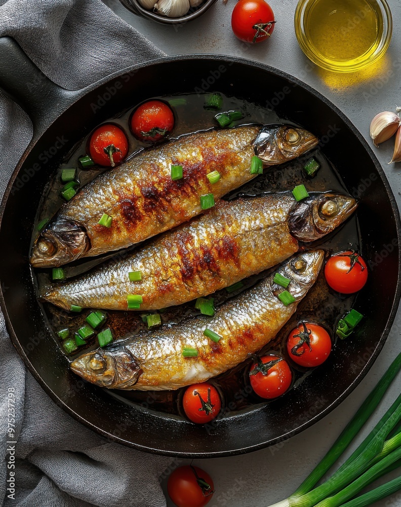 Grilled Fish Delight on Wooden Table with Fresh Vegetables and Herbs. Grilled Fish Delight on Wooden Table with Fresh Vegetables and Herbs.