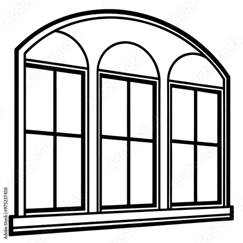 windows outline coloring book page line art drawing