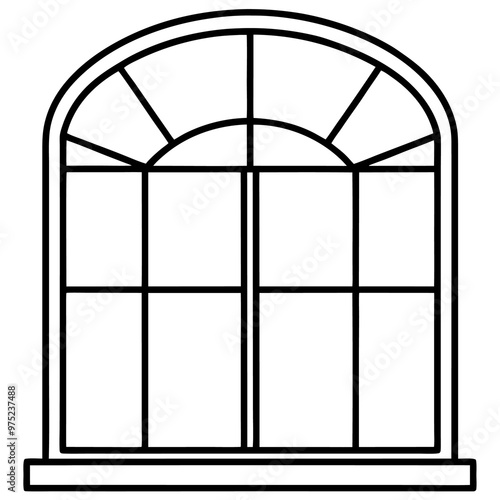 windows outline coloring book page line art drawing