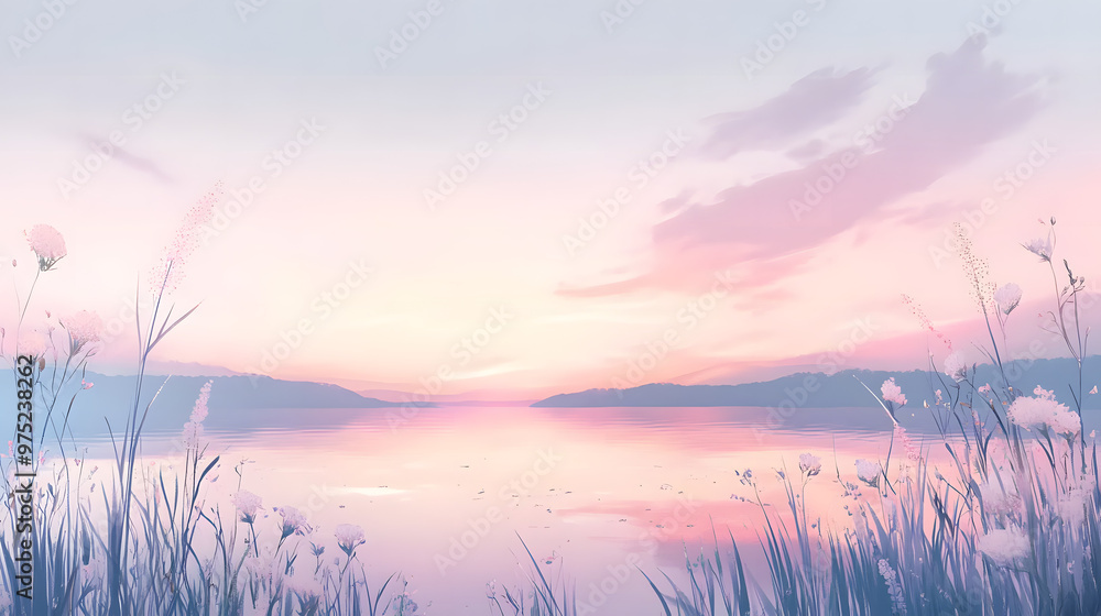 A serene landscape bathed in soft pastel colors V2, 4K, 16:9 A serene landscape bathed in soft pastel colors V2, 4K, 16:9