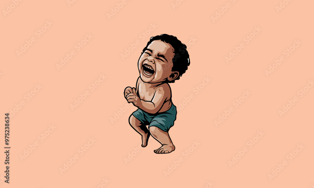 Laughing baby standing with a joyful expression. Laughing baby standing with a joyful expression.