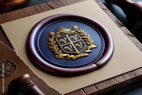 Elegant Vintage 3D Wax Seal with Crest and Rich Tone Design photo