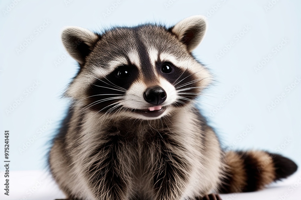 Fototapeta premium Adorable Raccoon Winking Against a Fresh White Background