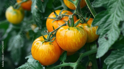 Close up of fresh orange tomatoes background