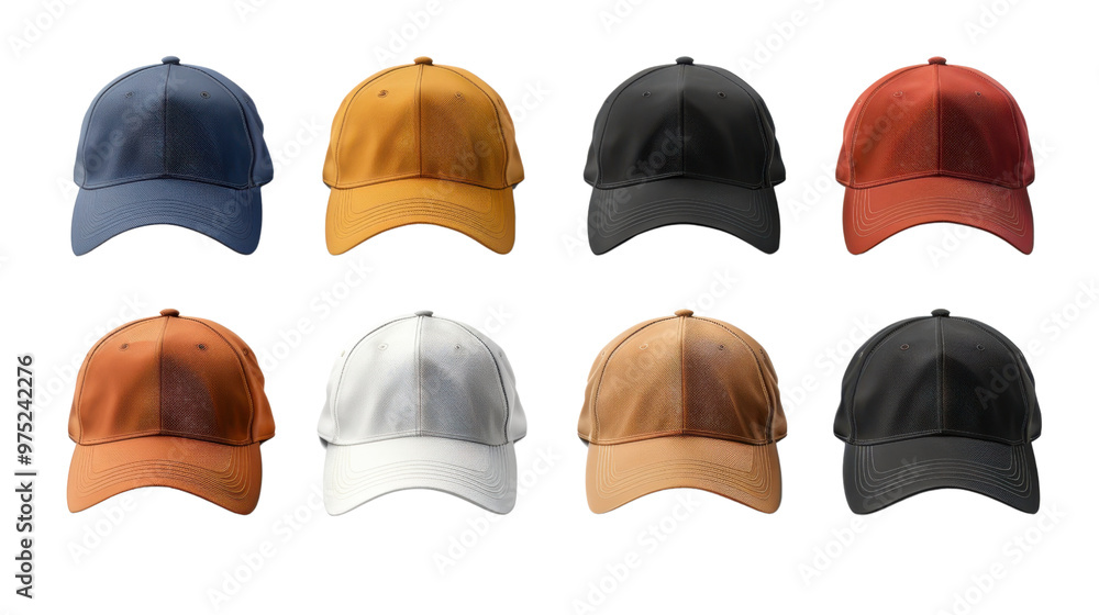 Set of baseball caps on a transparent background Set of baseball caps on a transparent background