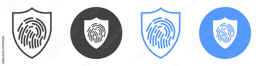 Biometric security icon flat line symbol set. Biometric security icon flat line symbol set.